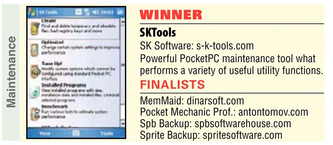 Smartphone & Pocket PC 2007 Buyer’s Guide, page 56: Maintenance, MemMaid finalist