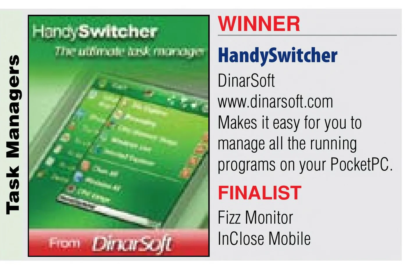 Best Software Awards 2007 report, Touch Screen: HandySwitcher, winner in Task Managers