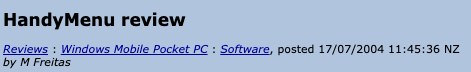 HandyMenu review, by M Freitas, posted July 17, 2004