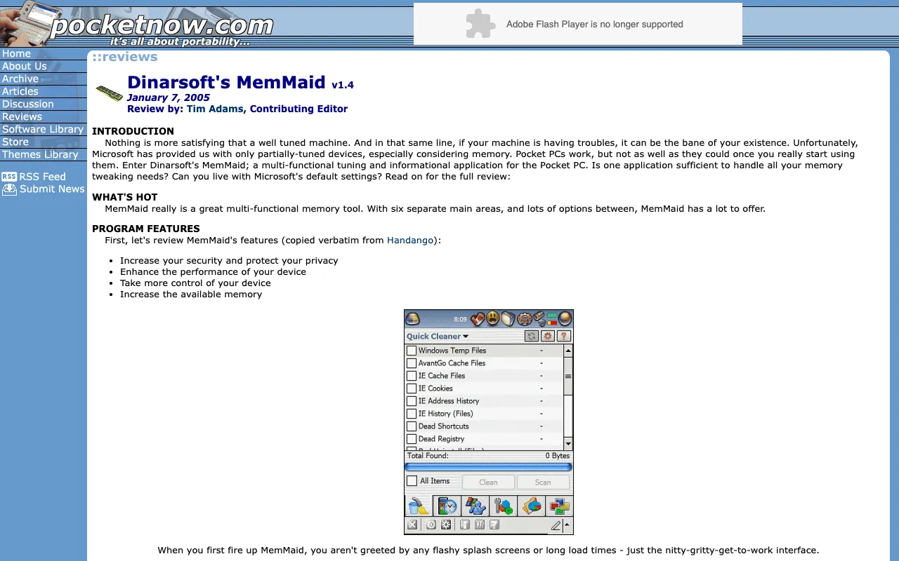 Pocketnow, the page with the review, as it first appeared in a 1280 by 800 window