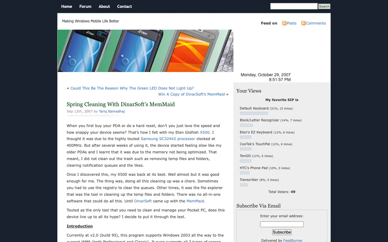 Eten Blog, the page with the review, as it first appeared in a 1280 by 800 window