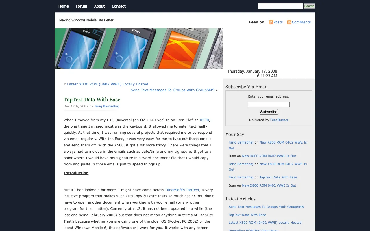 Eten Blog, the page with the review, as it first appeared in a 1280 by 800 window