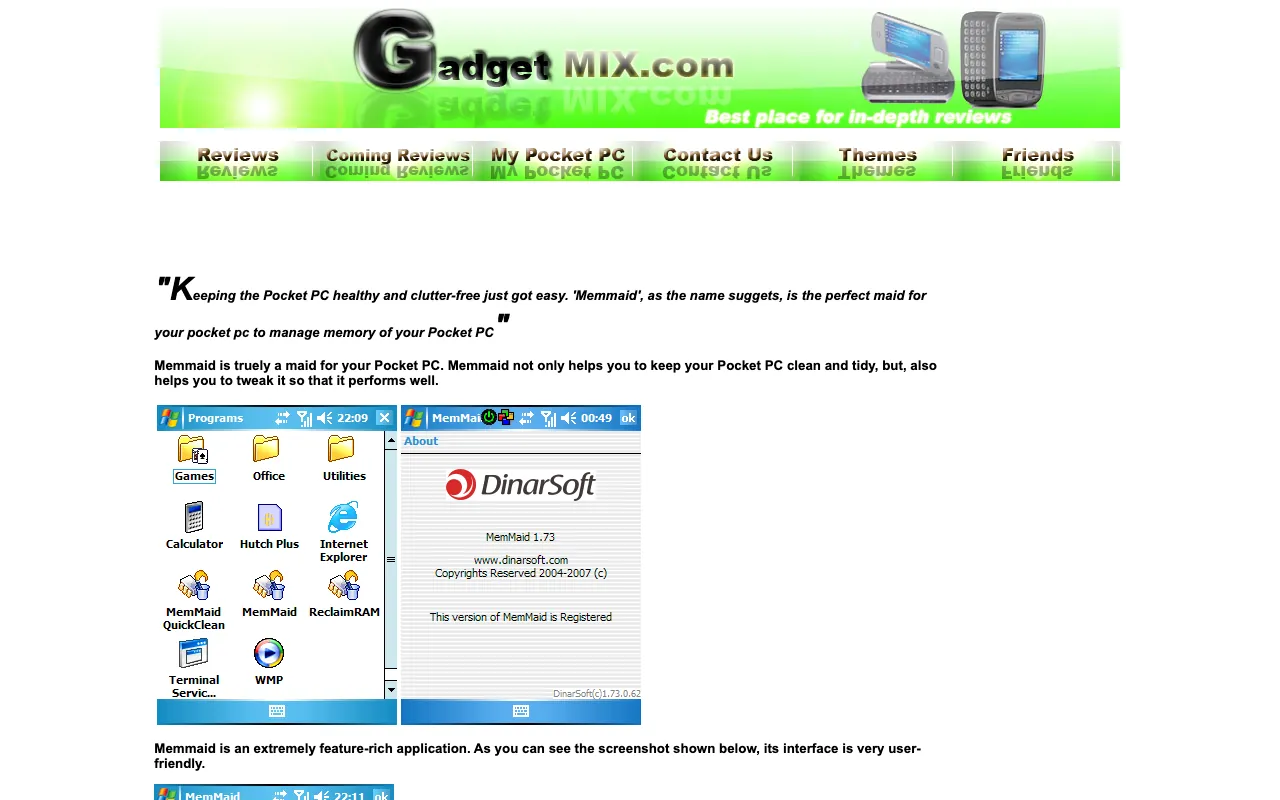 GadgetMix, the page with the review, as it first appeared in a 1280 by 800 window