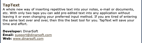 TapText on the magazine’s 2007 nominations page