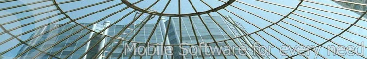 A home-page banner from dinarsoft.com: a glass dome, with the tagline Mobile Software for every need.