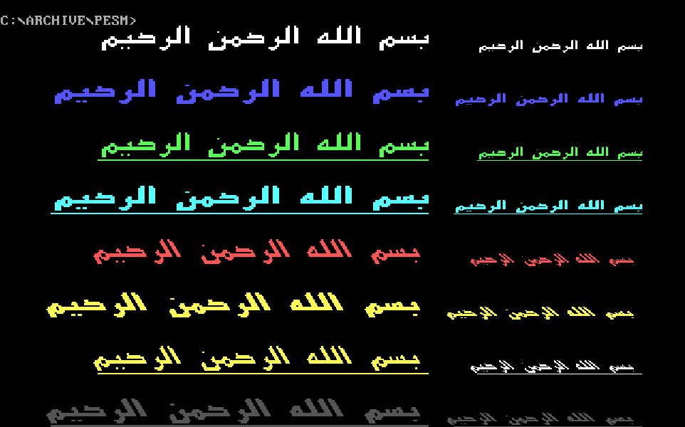 Arabic Basmallah running in DOS