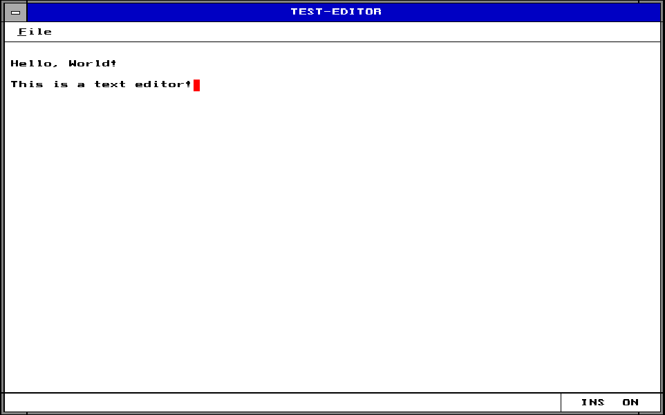 Text Editor: Demo running in DOS